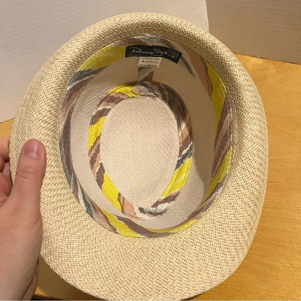 Original Panama Jack Fedora Paper Hat Straw Look Natural Woven Women’s One Size